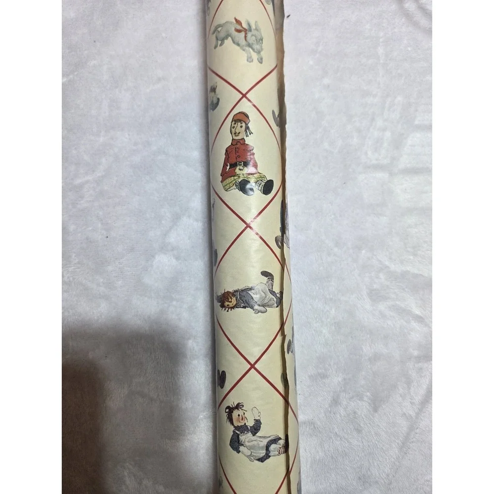 Vintage Raggedy Ann & Andy Wallpaper Red Diamond Nursery Retro 18